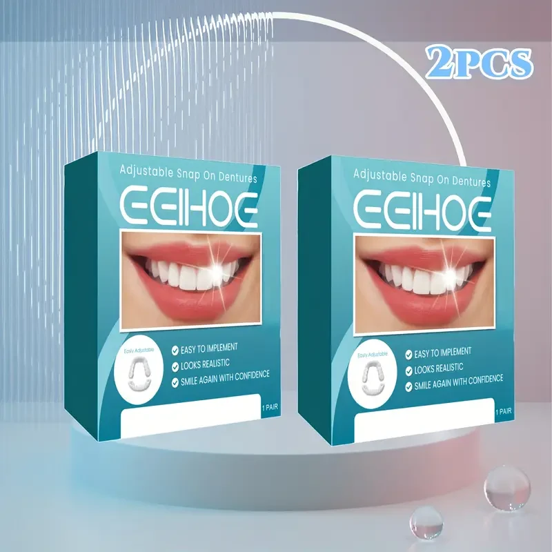 2 Sets Of EELHOE Adjustable Quick-button Dentures