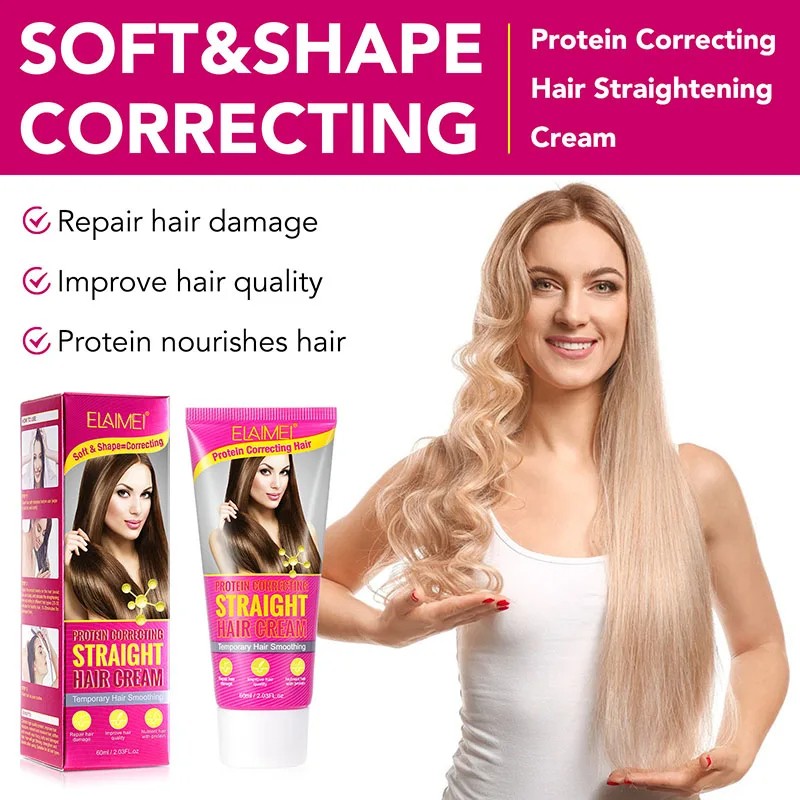 Protein Correcting Hair Straightener Cream  Silk & Gloss for Frizz-Free, Nourished Hair