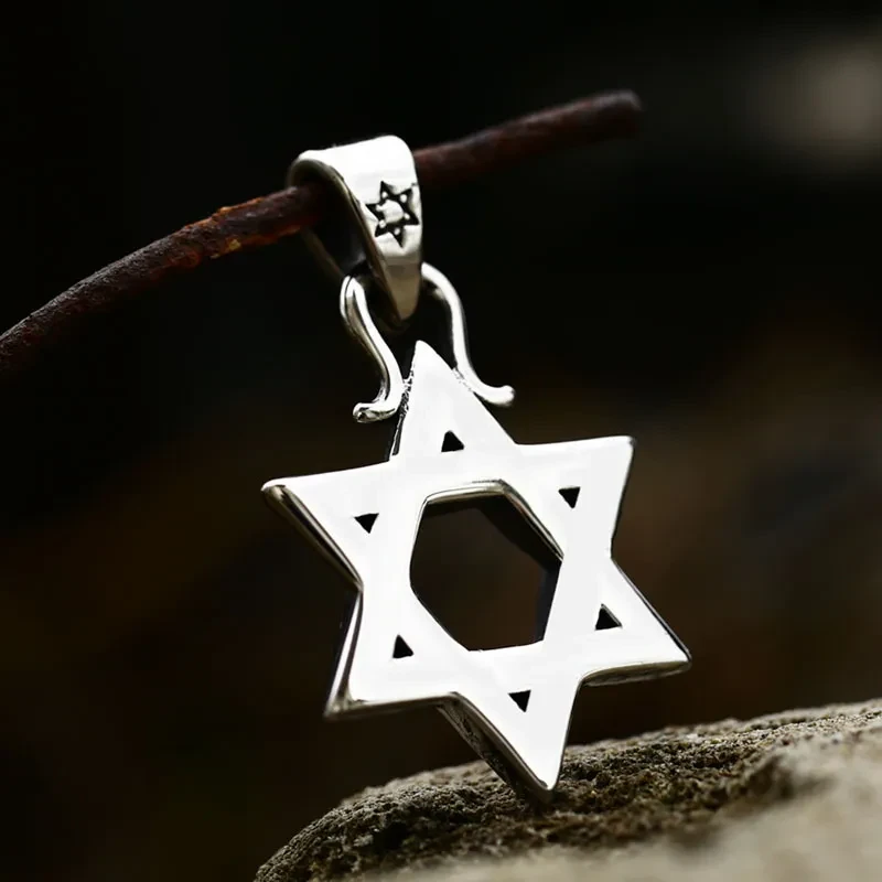 Men's Fashion Retro Stainless Steel Six-pointed Star Pendant