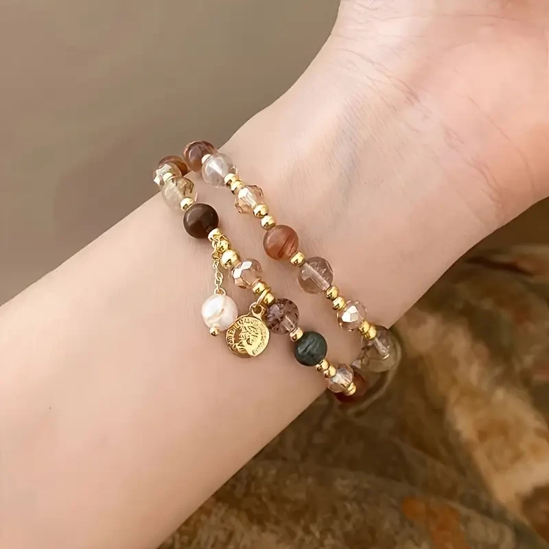 Vintage-Inspired Double Layer Copper Beaded Bracelet