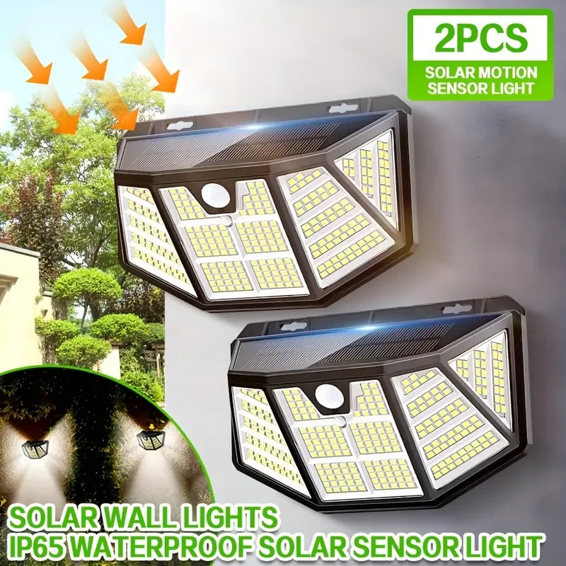 TONYEST 2pcs 310LED Solar Wall Lights