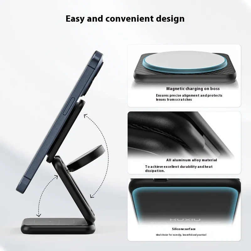 Carbon Fiber Three-in-one Magnetic Wireless Charger