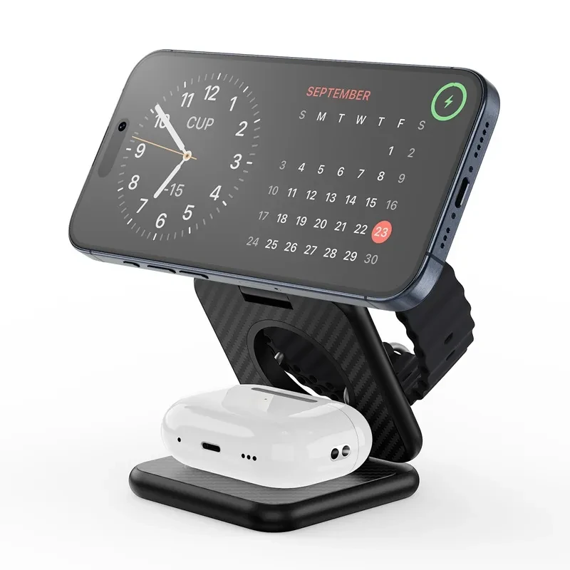 Carbon Fiber Three-in-one Magnetic Wireless Charger