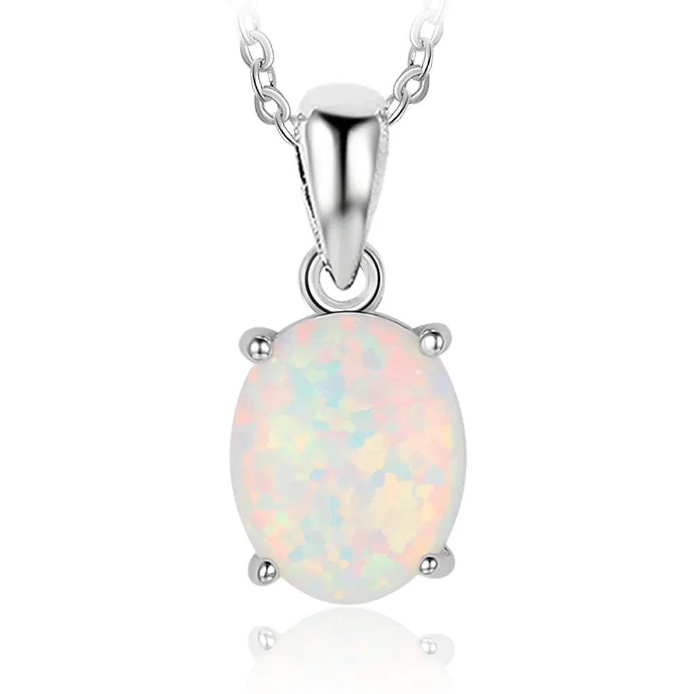 Chinese Valentine's Day Necklace Amazon Explosion Silver Crystal Opal s925 Sterling Silver Necklace
