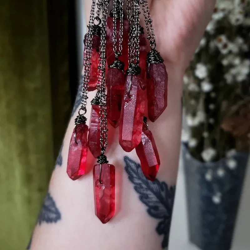 European And American All-matching Necklace Dark Ruby Personality Collar