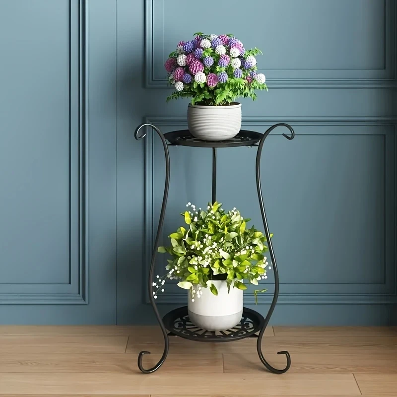 Iron Plant Stand Indoor  2pcs Minimalist European Metal Plant Stands, Versatile for Indoor/Outdoor Use, Flower Pot Holders for Patio, Balcony, Living Room & Garden