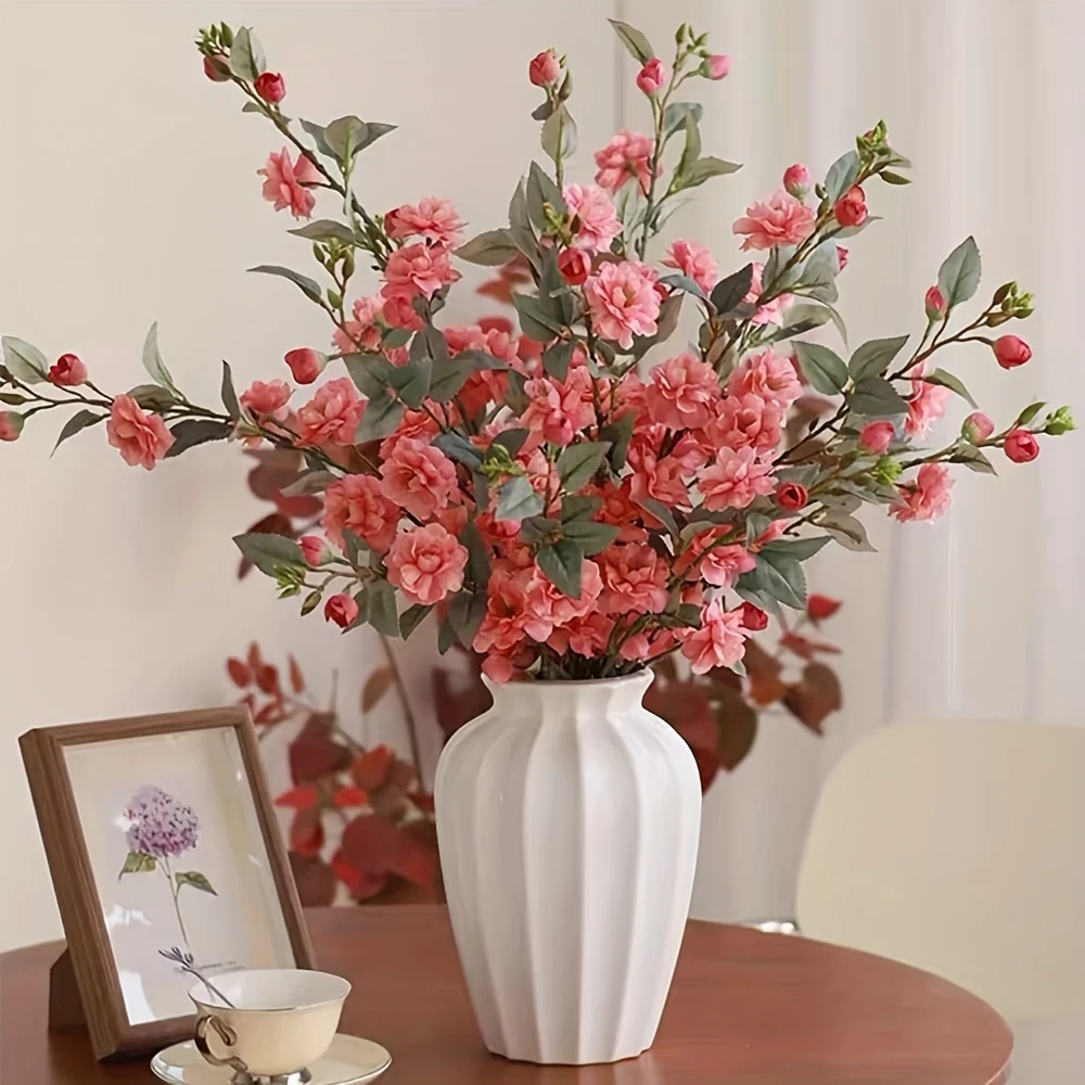 6pcs Cherry Blossom Branches Artificial Blossom Flowers  Fake Plum Flowers for Vase, Floor Arrangements, Wedding, Party, Office, Living Room Decor