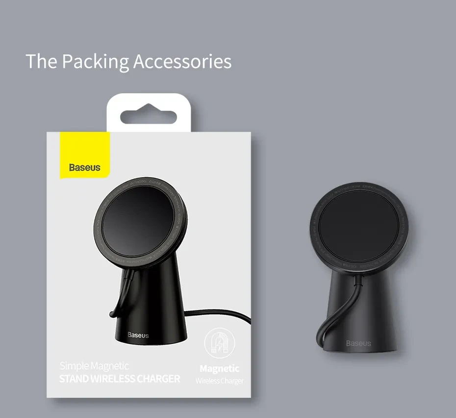 Simple Magnetic Stand Wireless Charger Black