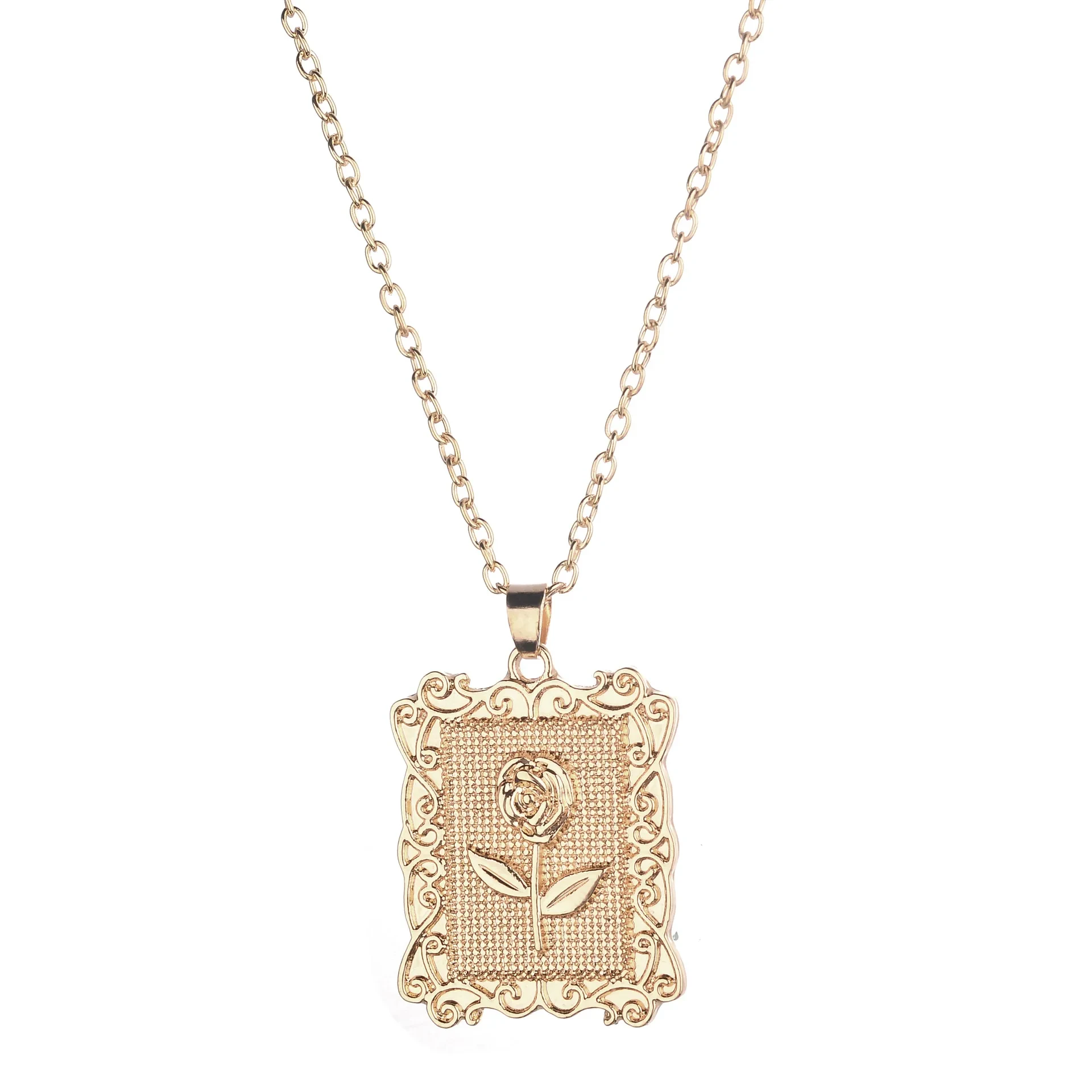 Square Rose Neacklace Clavicle Chain