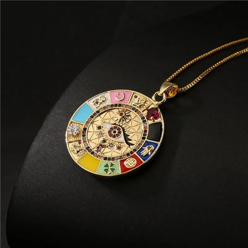 Fashion Dripping Zircon Eye Pendant Necklace