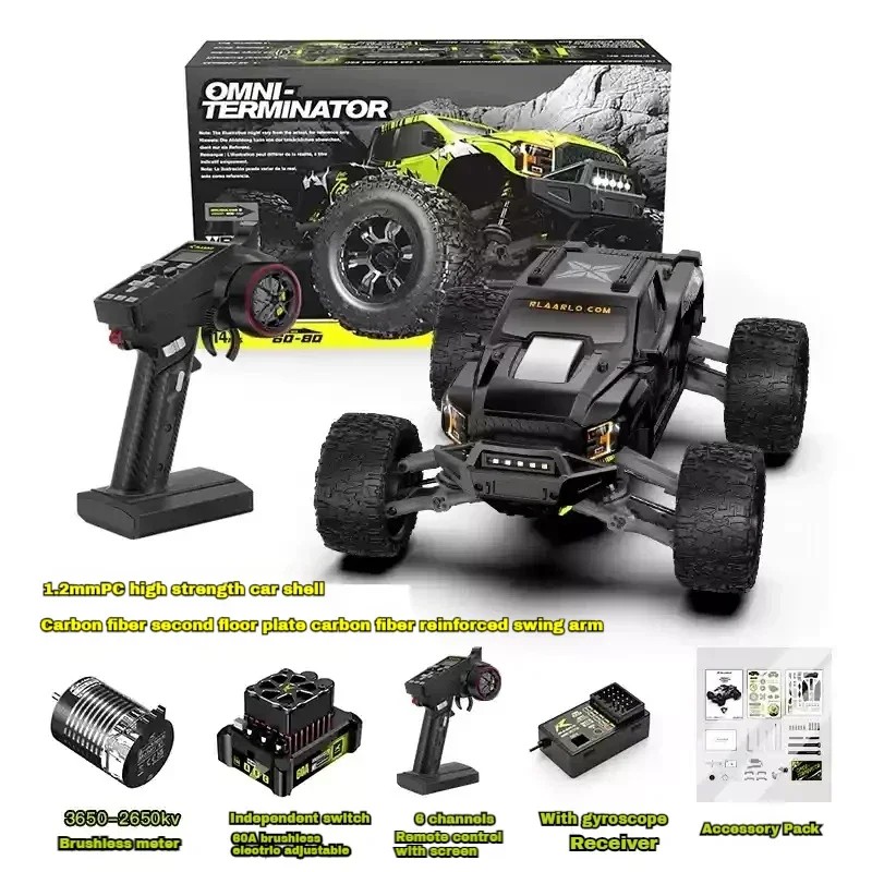 RC Cars RZ001 Monster Truck Omnipotent Terminator 4WD 1:10 Brushless Electric Off-Road RC Model Toy Car