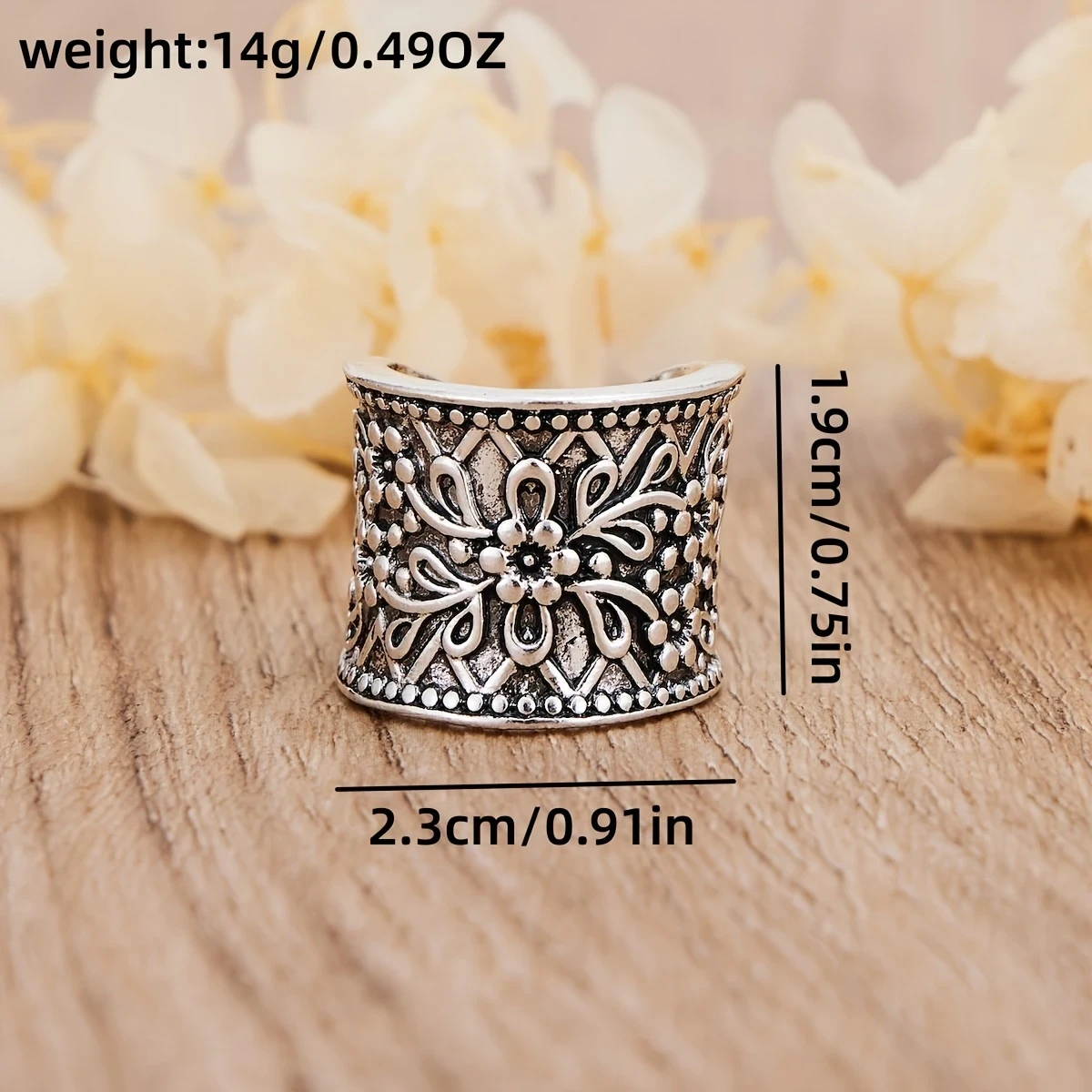 Vintage Women's Adjustable Ring with Bohemian Style Carving  Exquisite Temperament, Versatile Party Jewelry Gift
