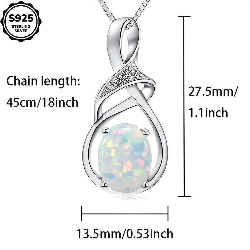 S925 Sterling Silver Opal Pendant Necklace  Stylish and Elegant Womens Jewelry, Perfect for Daily Wear, Parties, and Special Occasions