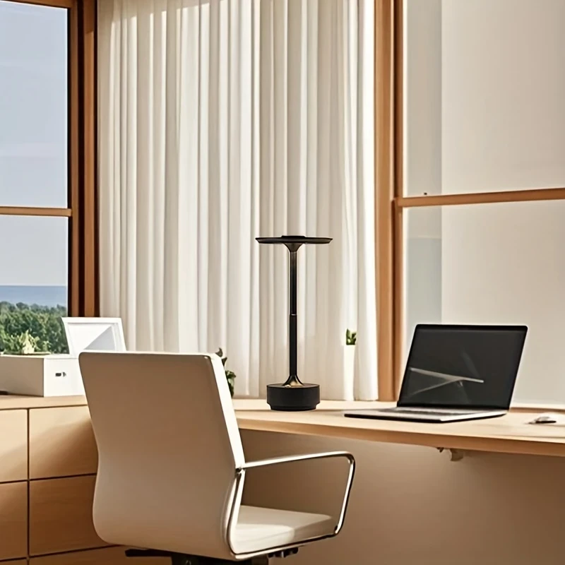 1pc Office Decorative Table Lamp Touch Control, Brushed Metal Finish, USB Charging, Power Cord Included, Ideal for Office and Bedroom, Perfect Gift Choice