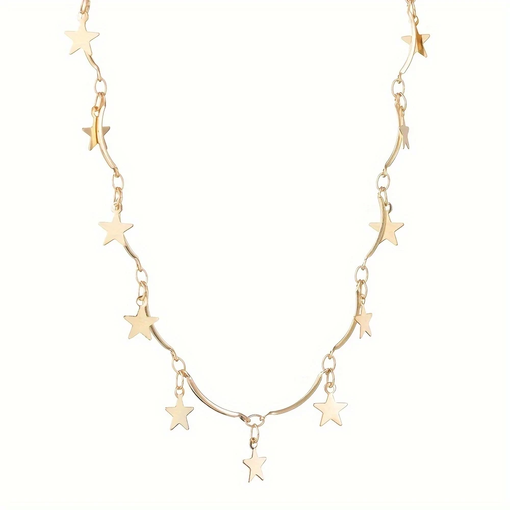 Elegant Style Star Pendant Curved Handmade Necklace  Alloy Clavicle Chain, Perfect for Daily Wear, Parties, and Gifts for Women