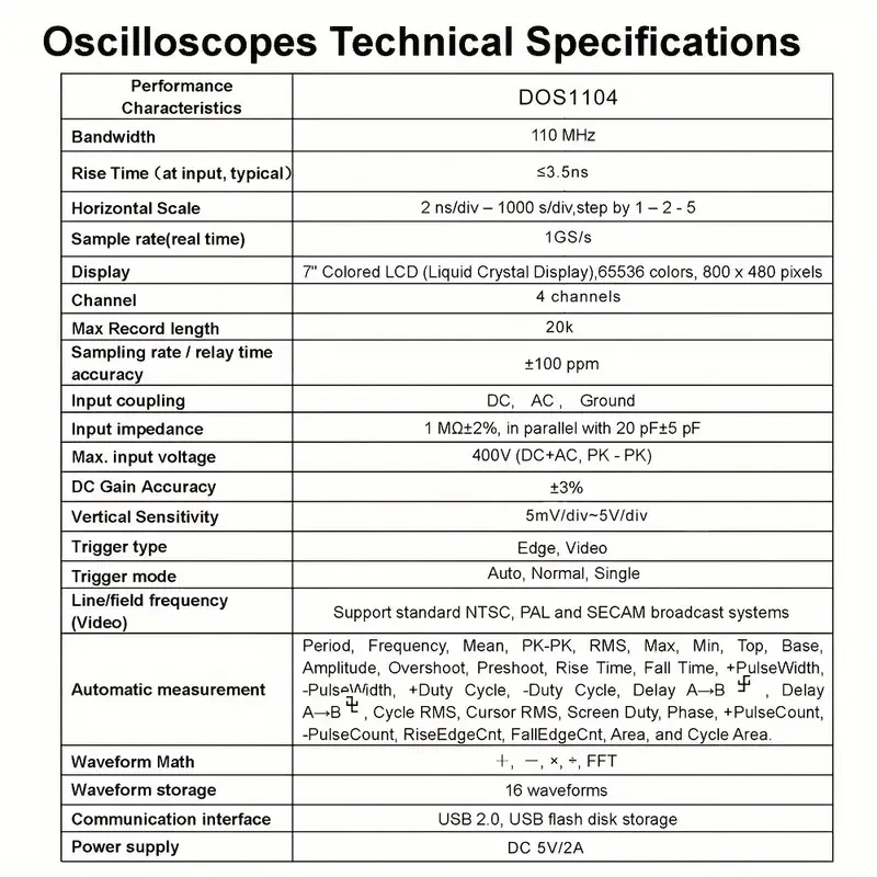 1pc HANMATEK DOS1104 Digital Oscilloscope
