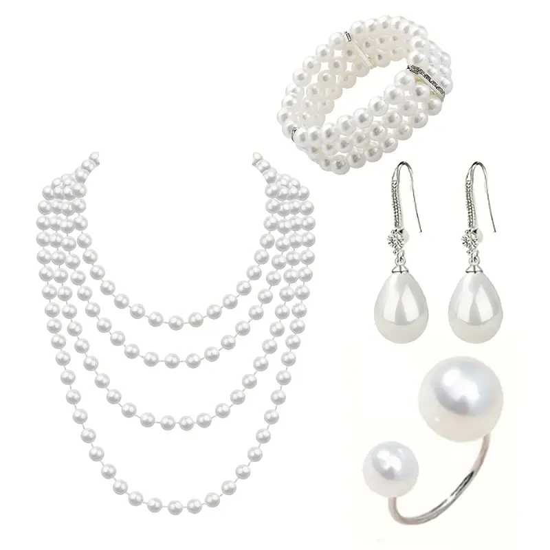 D EXCEED 4pcs 50s Tea Party Jewelry Set for Women