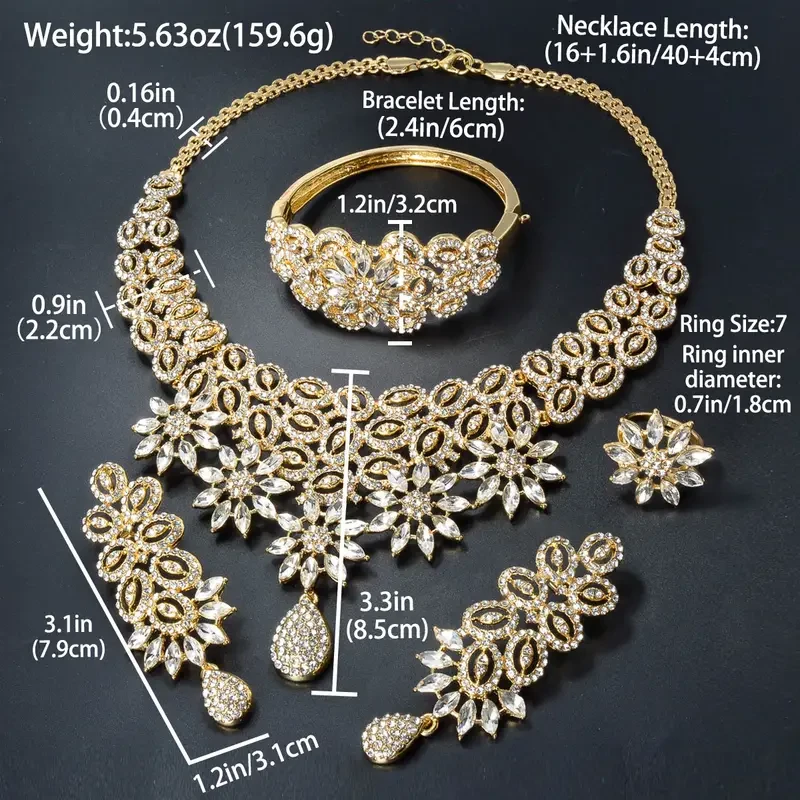 Elegant & Luxurious Women's Jewelry Set with Sparkling Zirconia Flower Pendants