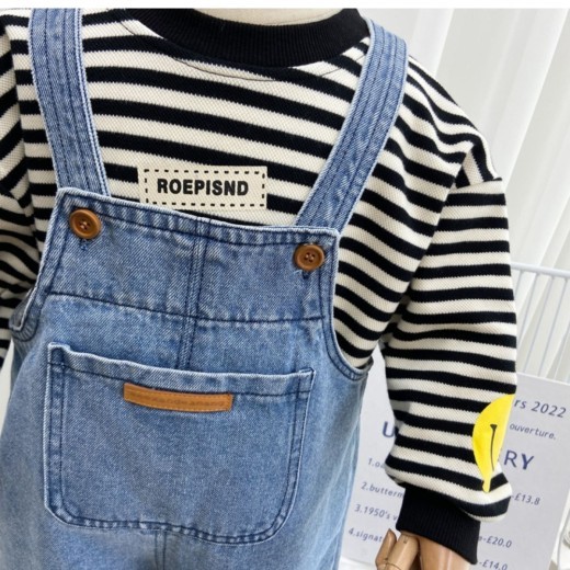 Children's Popular Denim Simple Suspender Pants