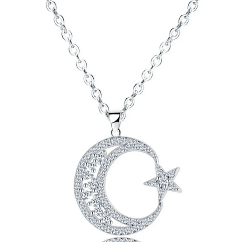 Star Moon Diamond Inlaid Clavicle Chain Necklace