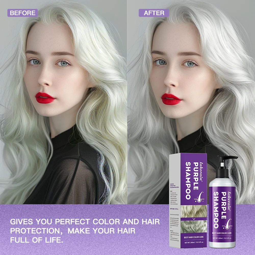300ml Purple Shampoo for Blonde Hair  Yellow Tone Remover and Color Lock for Silver, Gray, and Bleached Hair