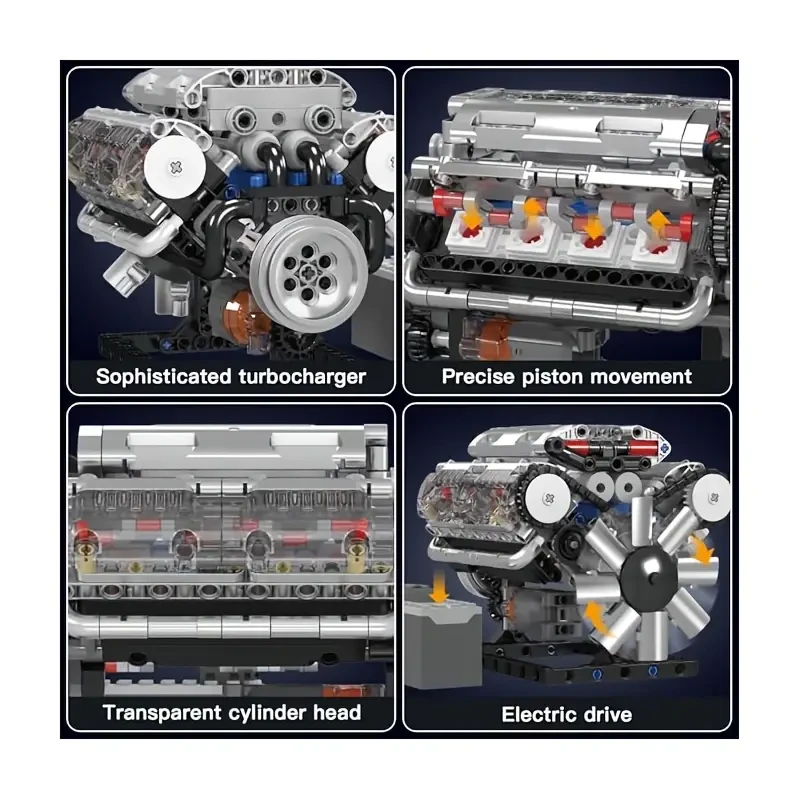 Mold King V-8 Engine Construction Blocks V8 Motor Model Toy V8 Engine Building Set Creative STEM Toy Engine Kit Ideal for Adults