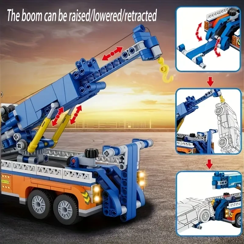1000pcs Mixed Color ABS Building Blocks Set - City Engineering Truck with Crane