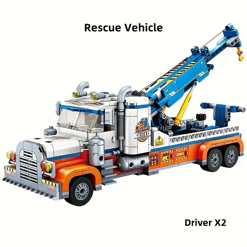 1000pcs Mixed Color ABS Building Blocks Set - City Engineering Truck with Crane