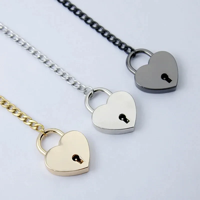 Slip Chain Necklace Heart O-Ring Adjustable Heart Shaped Lock Core With Key