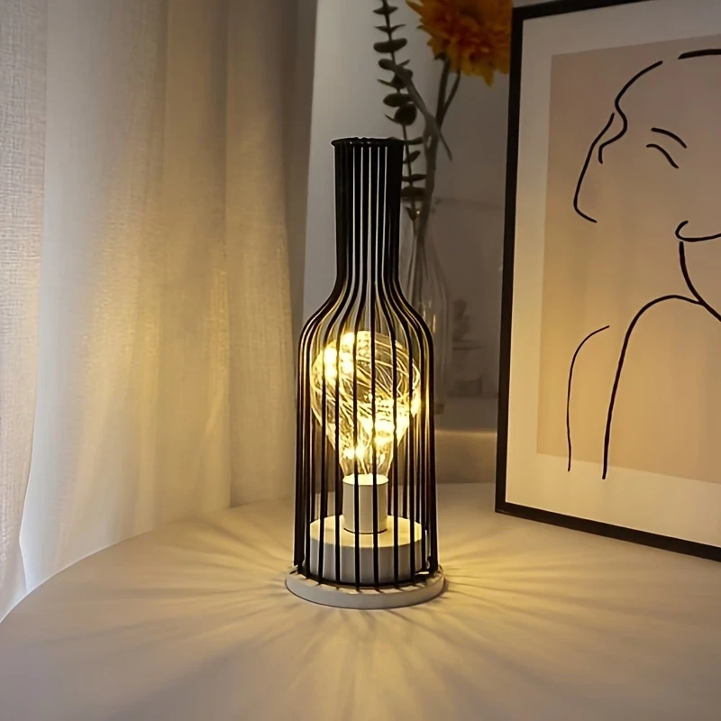 1pc 20L Bottle/Glass Creative Night Lamp Powered by Three AA Batteries  Decorative Lights for Bedroom and Living Room