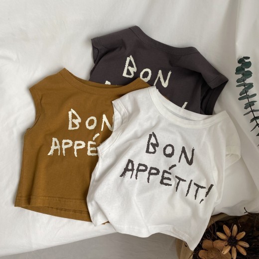 Children's Letter Printed Sleeveless Vest For Boys And Girls Loose Casual Top