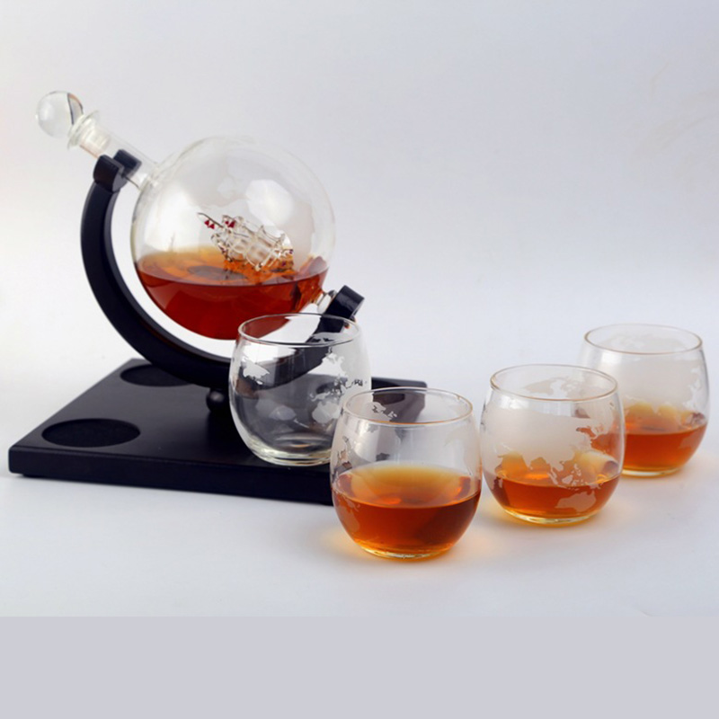 Wine Container Aosong Board Wooden Frame Sailing Glass Wine Bot