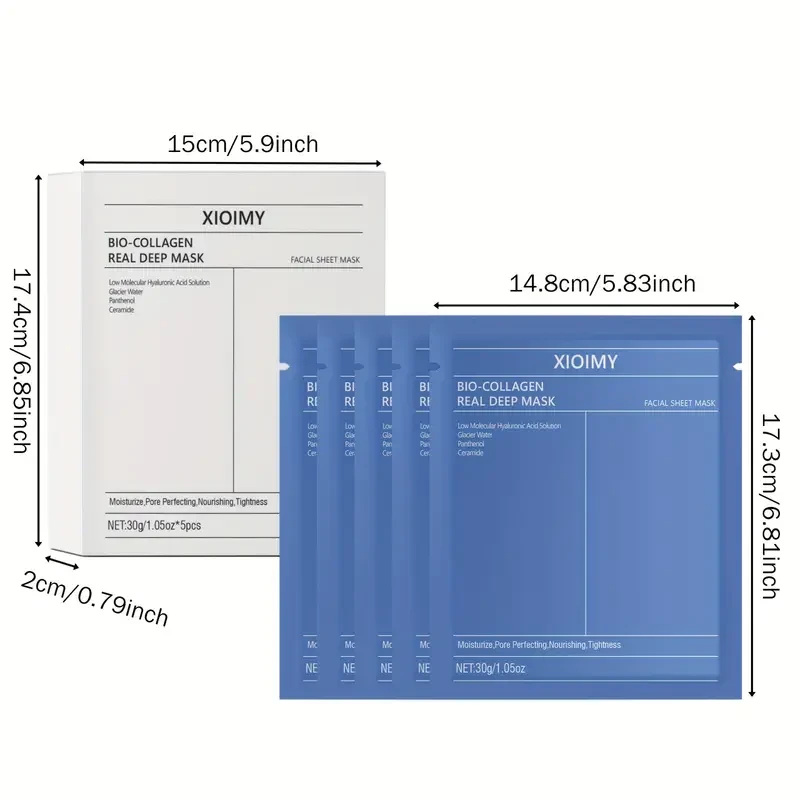 5pcs Biological Collagen Powerful Moisturizing Facial Mask