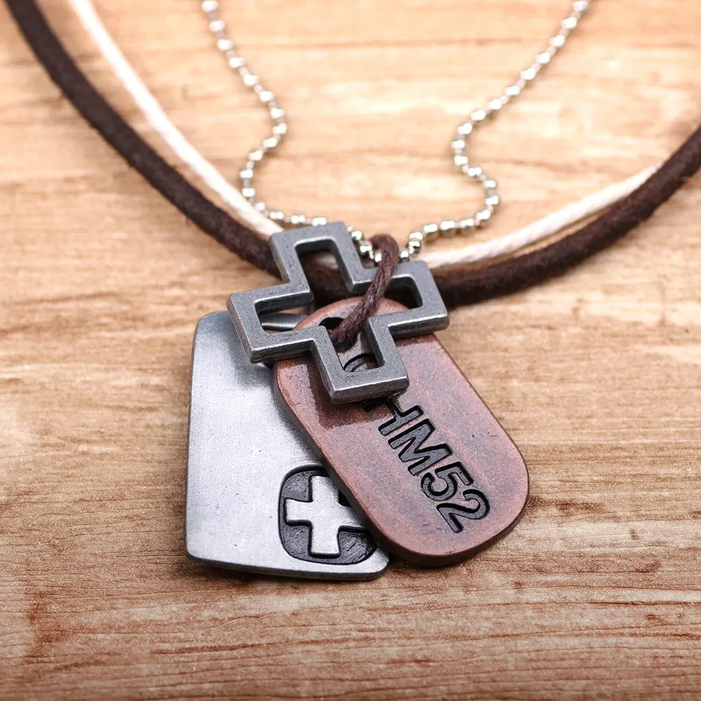 Retro Personality Street Style Exotic leather Cross Pendant Jewelry