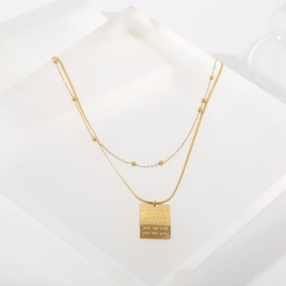 Gold Stainless Steel Pendant Necklace