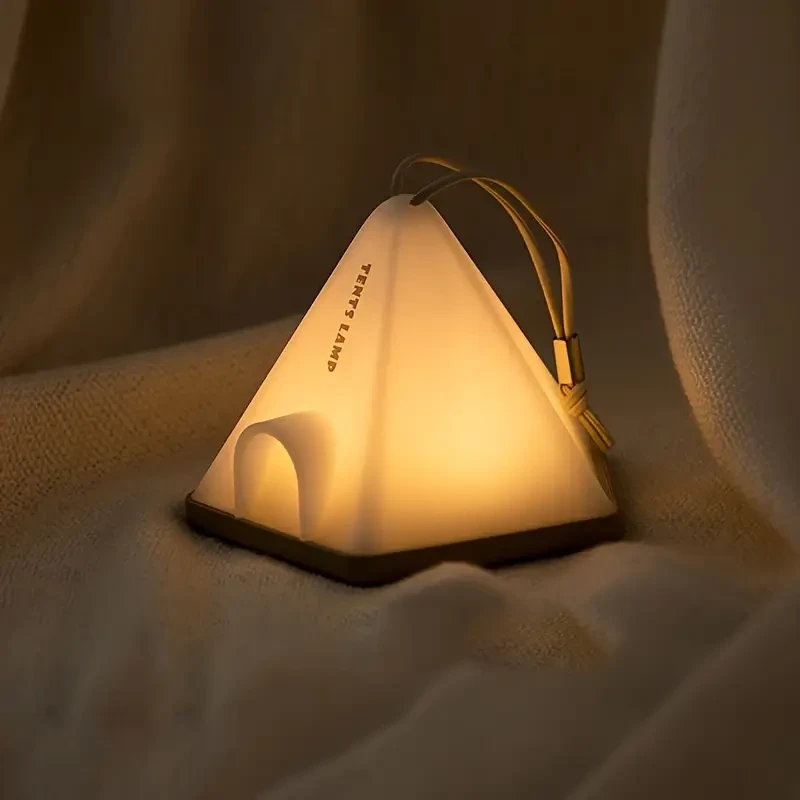 1pc Tent-Shaped LED Pendant Light USB Rechargeable 1200mAh Lithium Battery, Multi-Mode Mood Lighting for Bedroom, Home, Office Decor, Desk & Scene Decoration