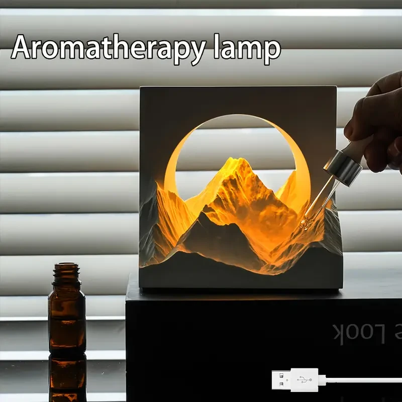 Rizhao Jinshan Aromatherapy Night Light  Adjustable Brightness, DIY Gypsum Desk Lamp with Acrylic Shade, LED Warm Light for Bedroom