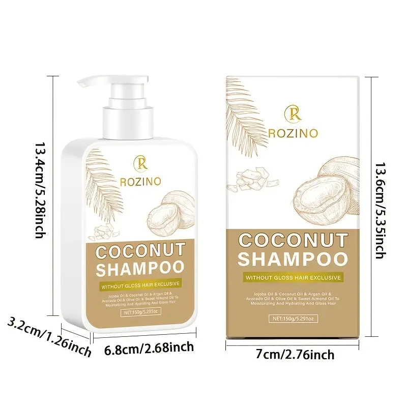 ROZINO white flat bottle coconut oil shampoo