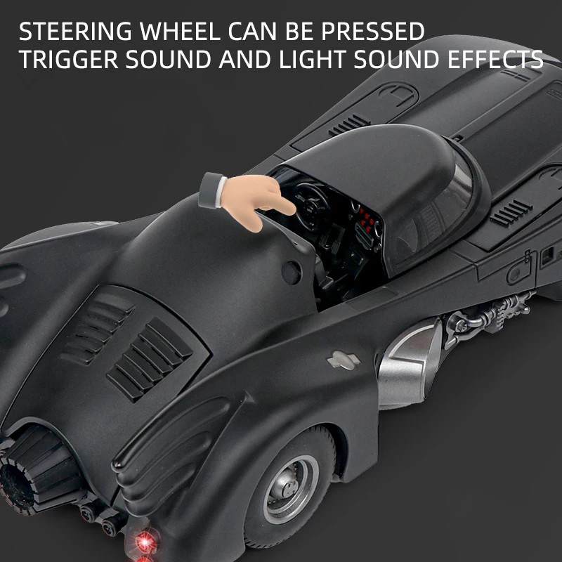 Large 1:18 1989 Batmobile Classic Tank Alloy Metal Diecast Model Car with Sound & Light