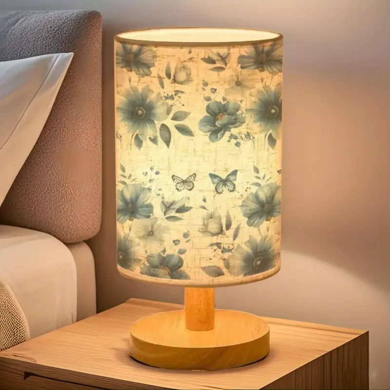 Floral Table Lamp with Wooden Base Tri-Color Lighting, Adjustable Height & Elegant Modern Design for Bedroom, Living Room & Office