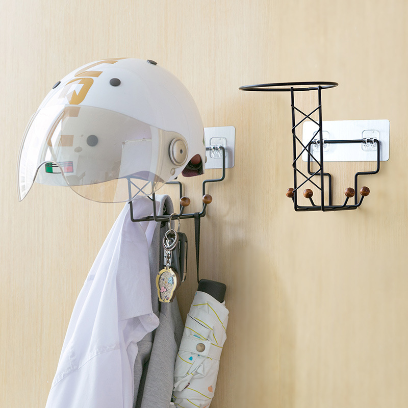 Door Punch-Free Helmet Rack, Multifunctional Wall-Mounted Hat Storage Rack, Seamless Paste Coat Rack