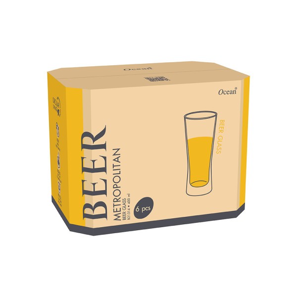 Eco Metropolitan Beer Glass 400ml - Set 6 - Ocean
