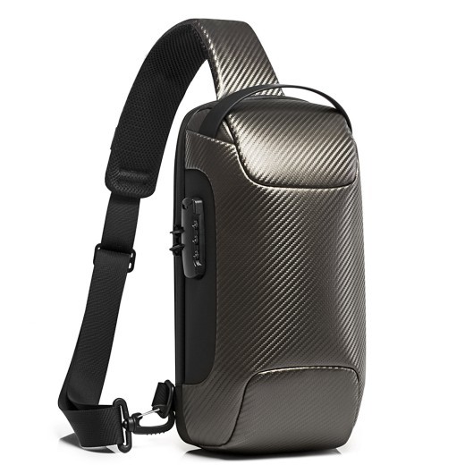 Men's Carbon Brazing Waterproof Crossbody Bag