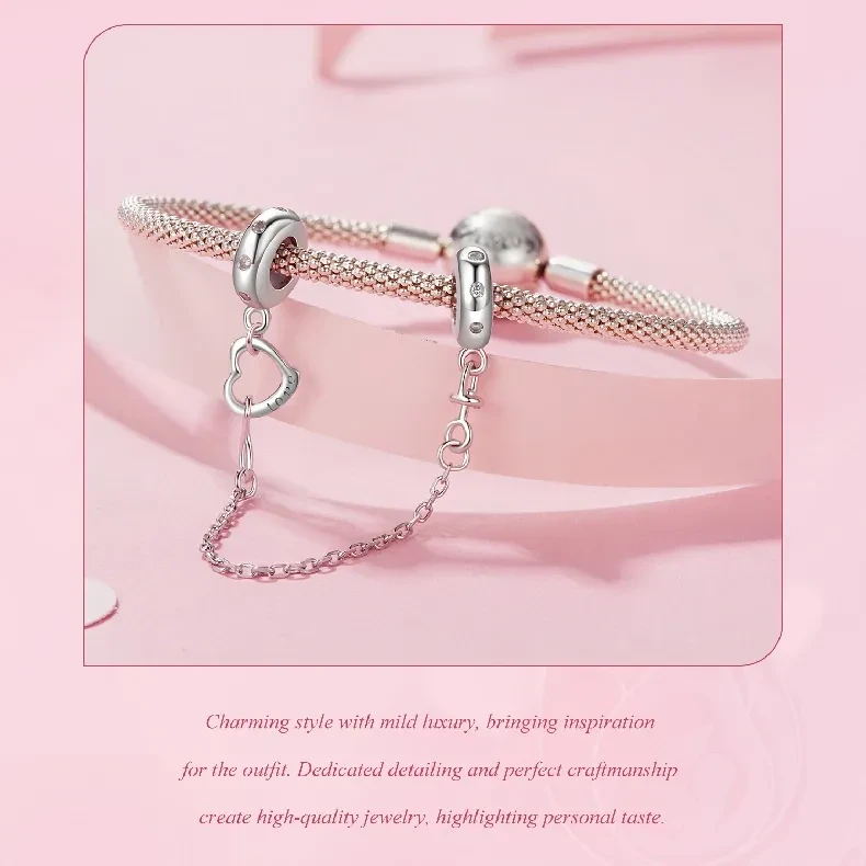 Silver Ziyun Infinite Love Silicone Safety Chain 925 Silver DIY Bracelet String Beads Sub-accessories Charm Mother's Day