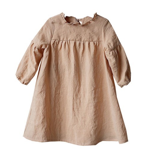 Long Sleeve Wooden Ear Collar Back Bandage Design Sense Children's Doll Skirt