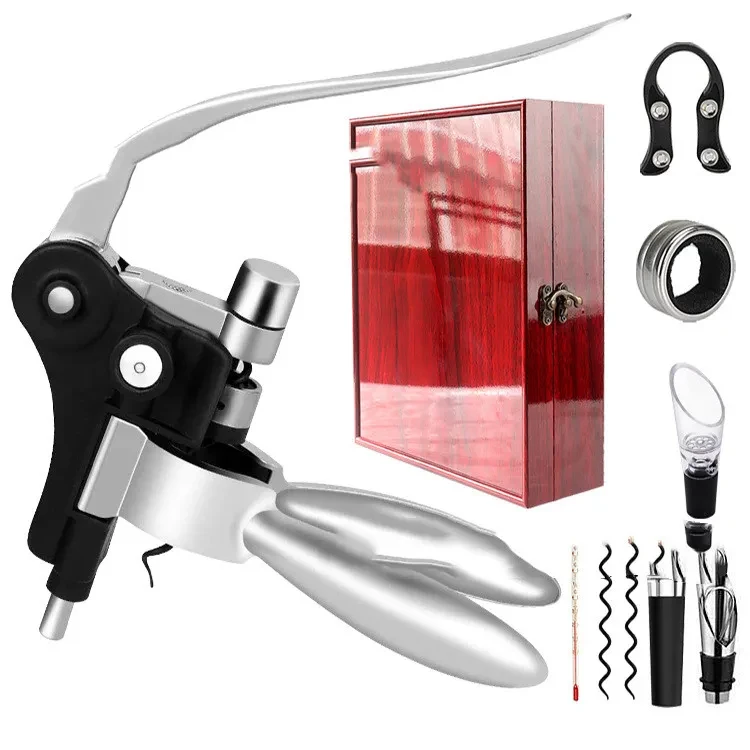 Red Bright Pattern Box Rabbit Head Red Wine Bottle Opener Wine Pourer Wine Set