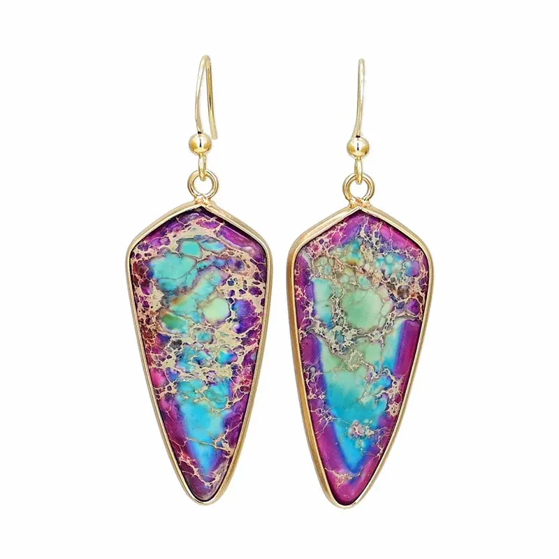 European And American Pointed Edge Blue Angle Gold And Silver Earrings