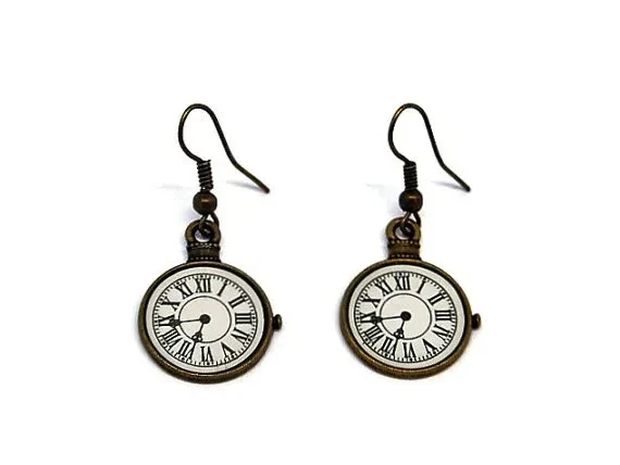 Retro Bronze Clock Fashion New Style Earrings