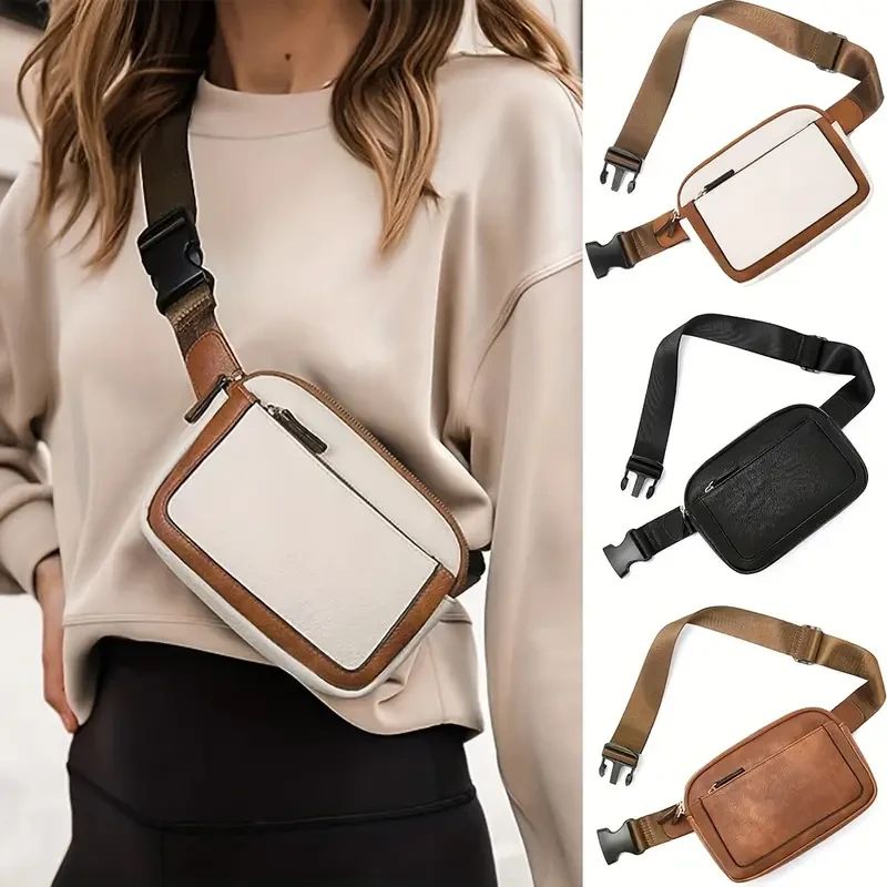Stylish PU Leather Crossbody Waist Bag - Durable & Ultra-Lightweight with Quick-Adjust Strap for Outdoor Sports, Fitness, Hiking, Running, and Travel