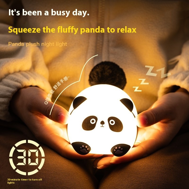 Cute Desktop Ornament Plush Panda Night Light